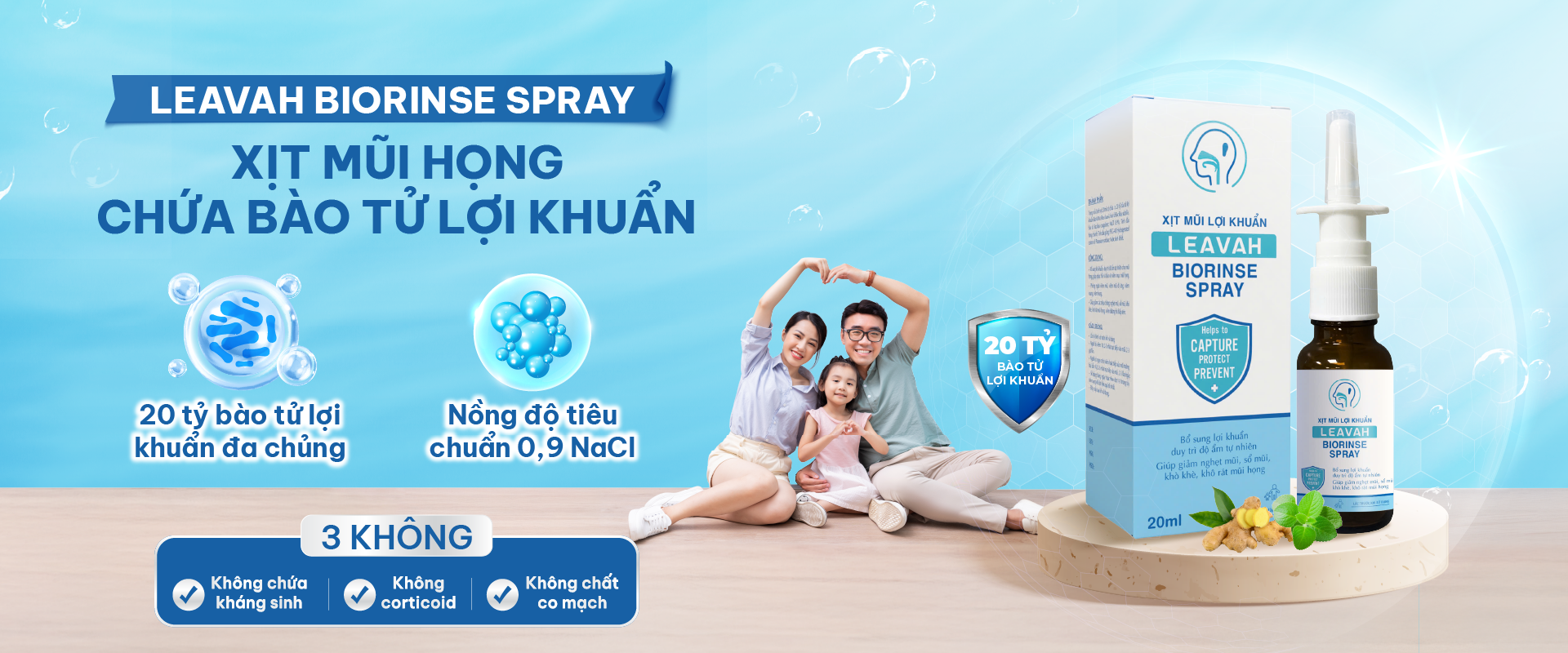 Leavah Biorinse Spray giúp cải thiện và phòng ngừa các vấn đề hô hấp